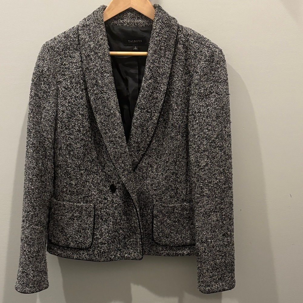 Talbots Black & White Tweed Blazer